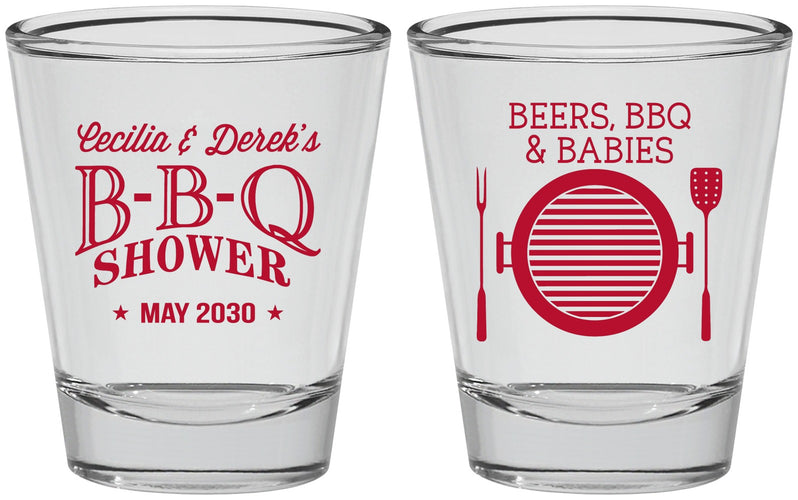 Personalized Baby Shower Shot Glasses - Beers Bbq Babies | 90007