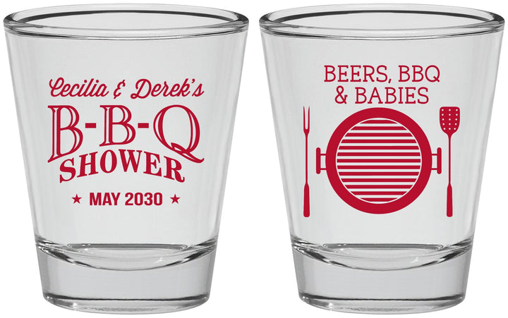 Personalized Baby Shower Shot Glasses - Beers Bbq Babies | 90007