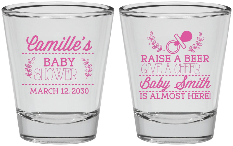 Personalized Baby Shower Shot Glasses - Raise A Beer | 90008