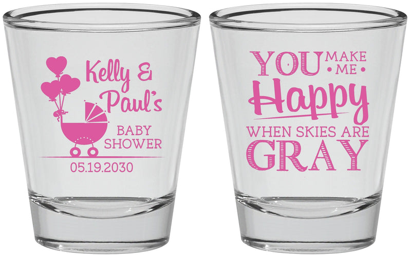Personalized Baby Shower Shot Glasses - You Make Me Happy | 90010