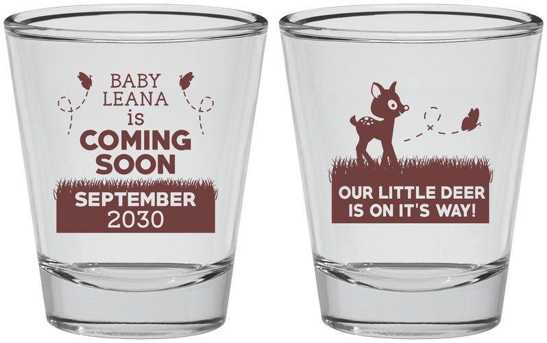 Personalized Baby Shower Shot Glasses - Little Deer On The Way | 90011