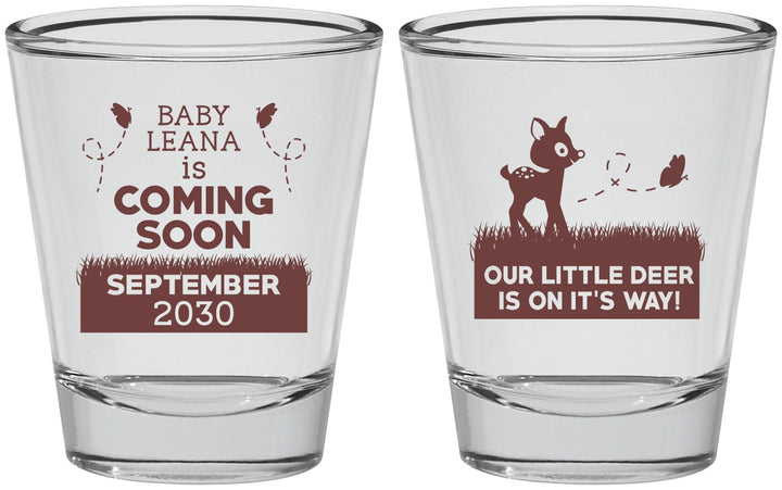 Personalized Baby Shower Shot Glasses - Little Deer On The Way | 90011
