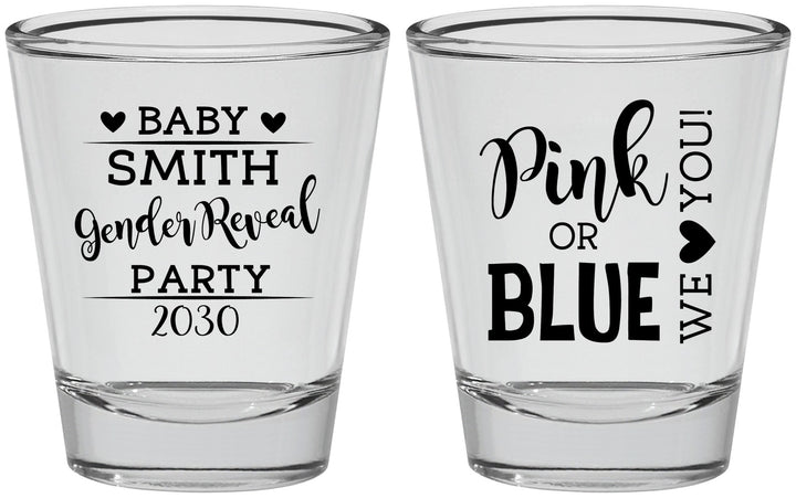 Personalized Baby Shower Shot Glasses - Gender Reveal Pink Or Blue | 90012