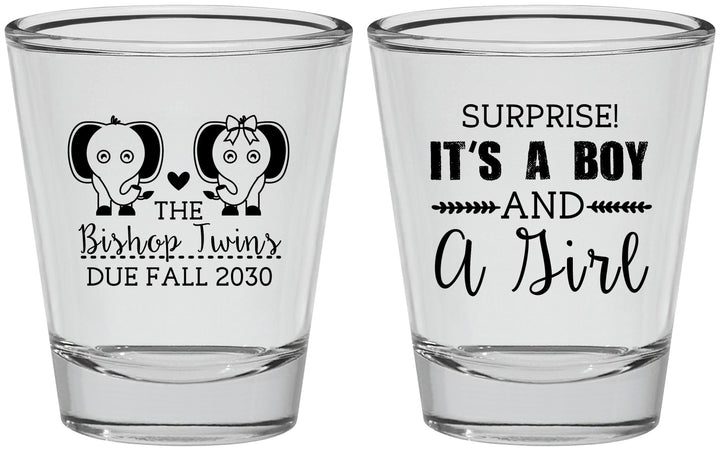 Personalized Baby Shower Shot Glasses - Twins Boy And Girl | 90026