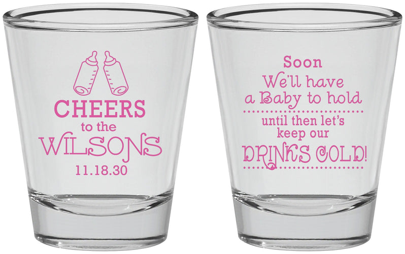Personalized Baby Shower Shot Glasses - Cheers Bottle | 90031