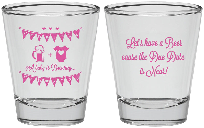 Personalized Baby Shower Shot Glasses - Beer Due Date Is Near | 90032