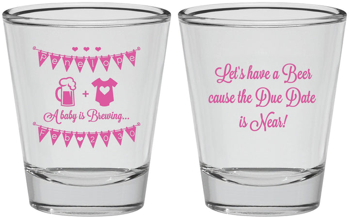 Personalized Baby Shower Shot Glasses - Beer Due Date Is Near | 90032