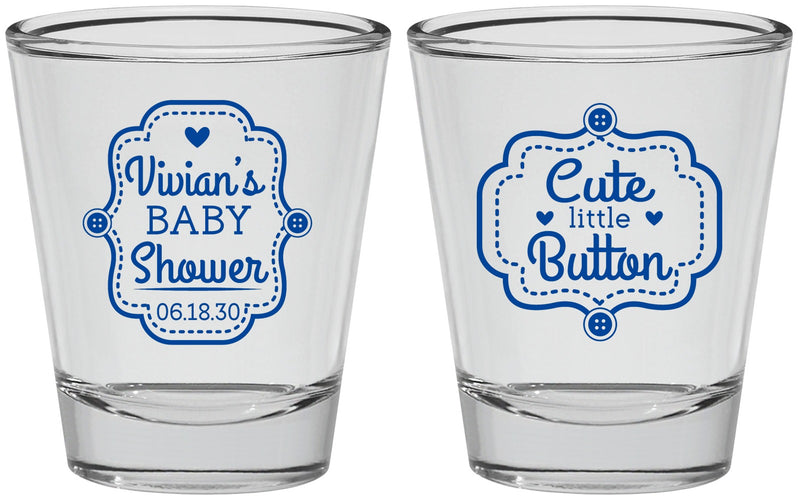 Personalized Baby Shower Shot Glasses - Cute Little Button | 90035