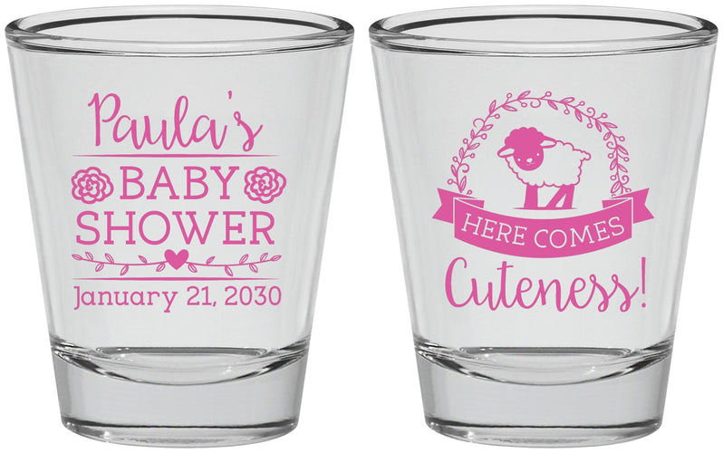 Personalized Baby Shower Shot Glasses - Lamb Cuteness | 90038