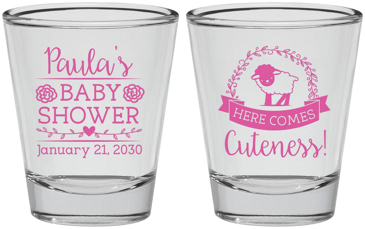 Personalized Baby Shower Shot Glasses - Lamb Cuteness | 90038