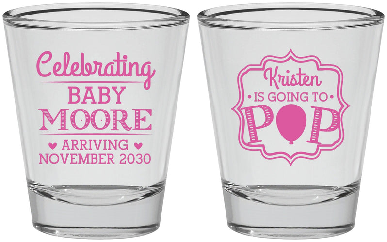 Personalized Baby Shower Shot Glasses - Going To Pop | 90040