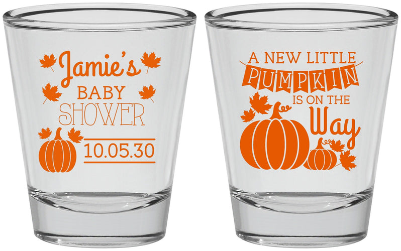 Personalized Baby Shower Shot Glasses - Pumpkin On The Way | 90042