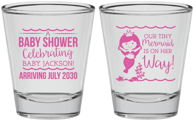 Personalized Baby Shower Shot Glasses - Mermaid On Her Way | 90046