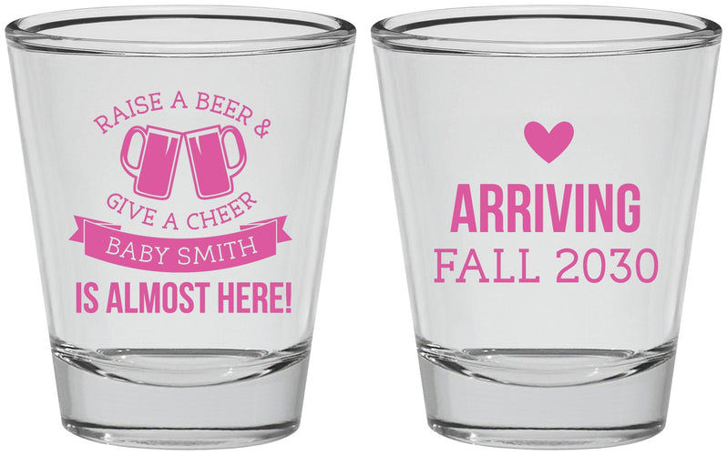 Personalized Baby Shower Shot Glasses - Raise A Beer | 90049