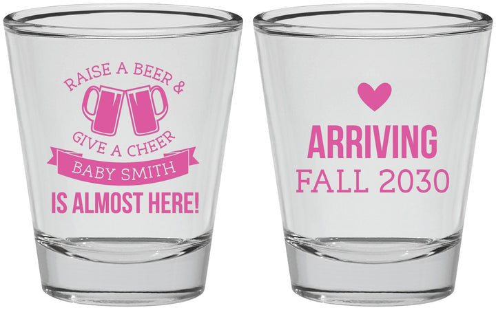 Personalized Baby Shower Shot Glasses - Raise A Beer | 90049