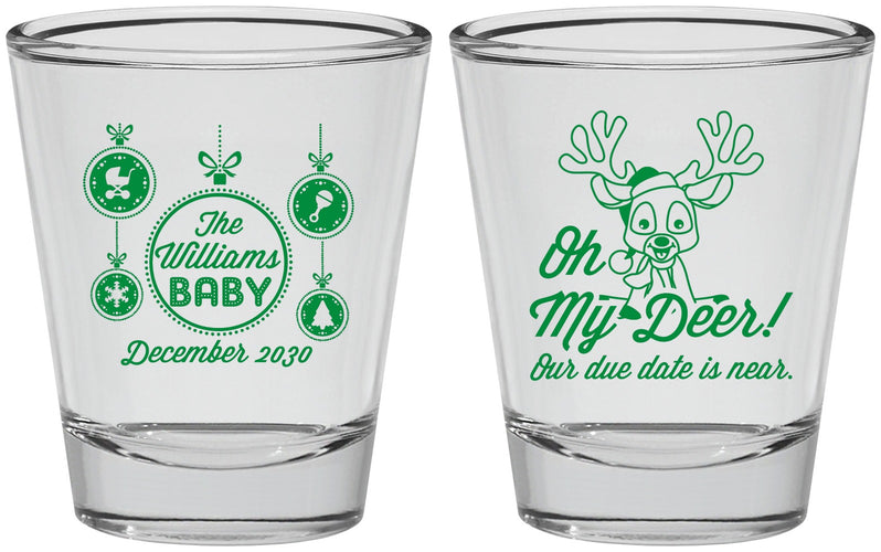 Personalized Baby Shower Shot Glasses - Oh My Deer Christmas | 90051
