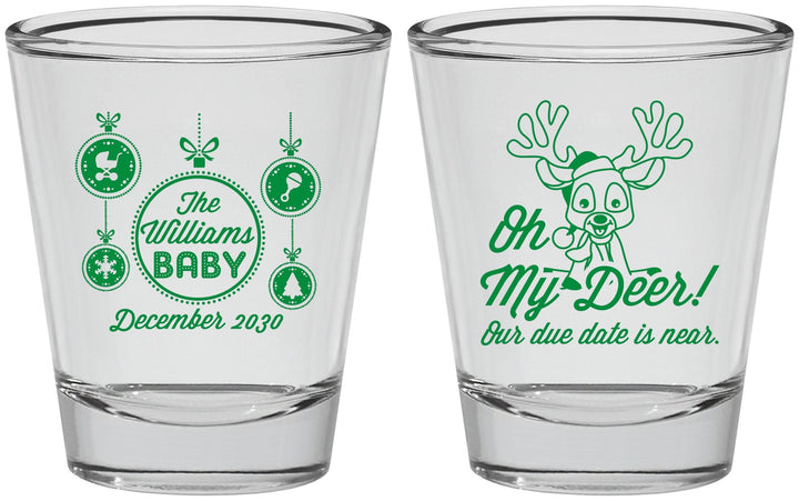 Personalized Baby Shower Shot Glasses - Oh My Deer Christmas | 90051