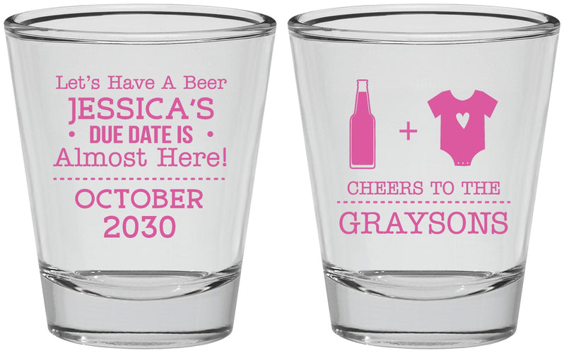 Personalized Baby Shower Shot Glasses - Due Date Almost Here | 90052