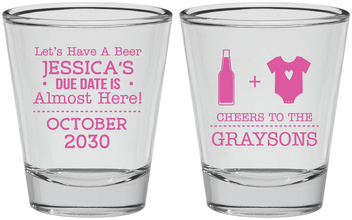 Personalized Baby Shower Shot Glasses - Due Date Almost Here | 90052
