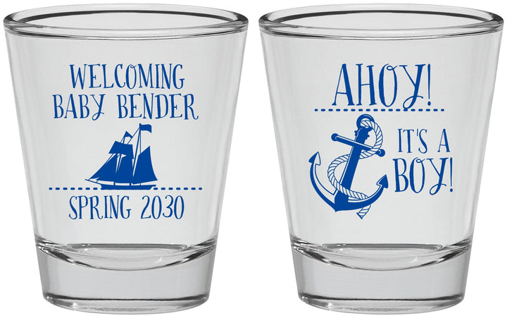 Personalized Baby Shower Shot Glasses - Nautical Ahoy It’s A Boy | 90055