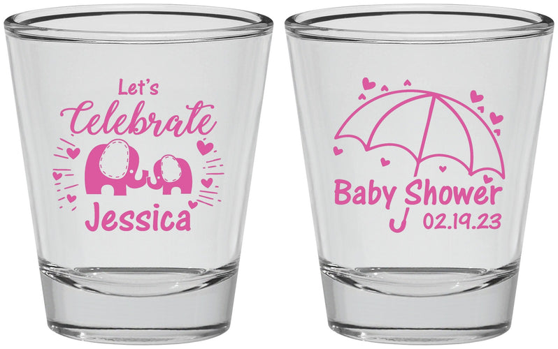 Personalized Baby Shower Shot Glasses - Elephant Lets Celebrate | 90058