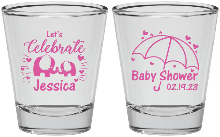 Personalized Baby Shower Shot Glasses - Elephant Lets Celebrate | 90058
