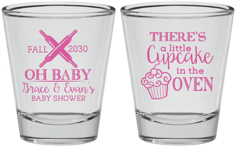 Personalized Baby Shower Shot Glasses - Cupcake In The Oven | 90059