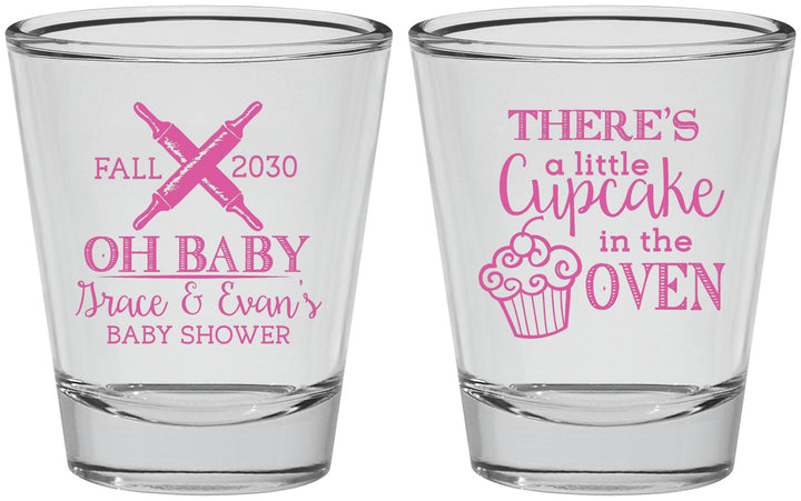 Personalized Baby Shower Shot Glasses - Cupcake In The Oven | 90059