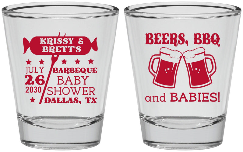 Personalized Baby Shower Shot Glasses - Beers Bbq Babies | 90060