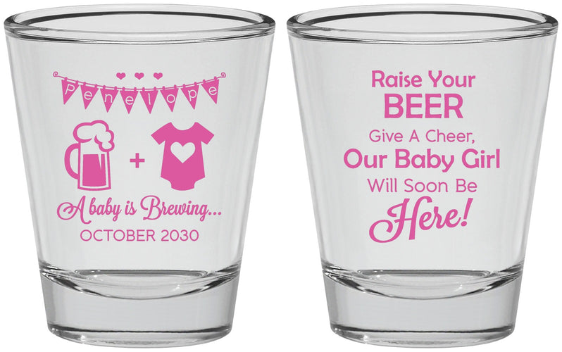 Personalized Baby Shower Shot Glasses - Raise Your Beer | 90065