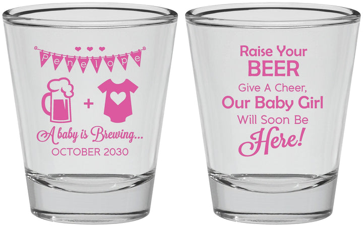 Personalized Baby Shower Shot Glasses - Raise Your Beer | 90065