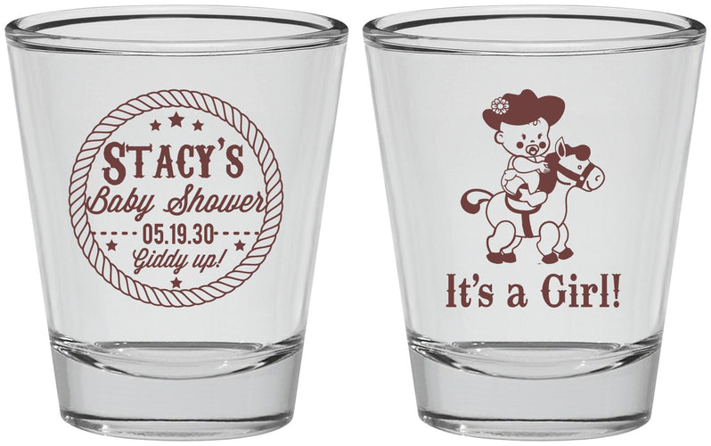 Personalized Baby Shower Shot Glasses - Horse It’s A Girl | 90077