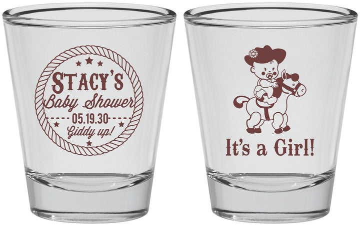 Personalized Baby Shower Shot Glasses - Horse It’s A Girl | 90077