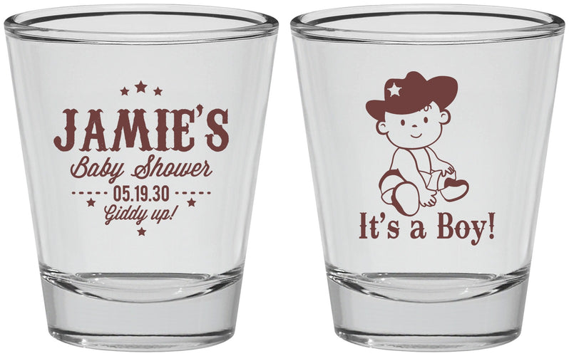 Personalized Baby Shower Shot Glasses - Cowboy It’s A Boy | 90078
