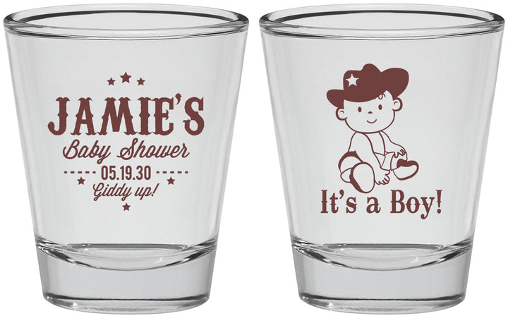 Personalized Baby Shower Shot Glasses - Cowboy It’s A Boy | 90078