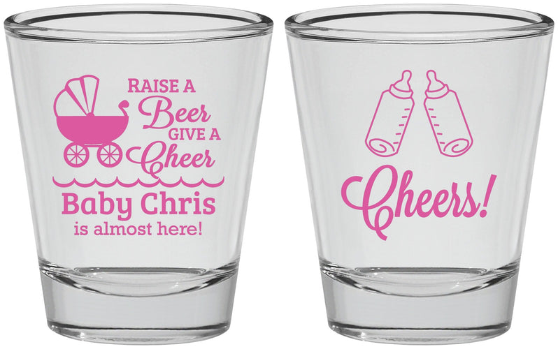 Personalized Baby Shower Shot Glasses - Raise A Beer | 90081