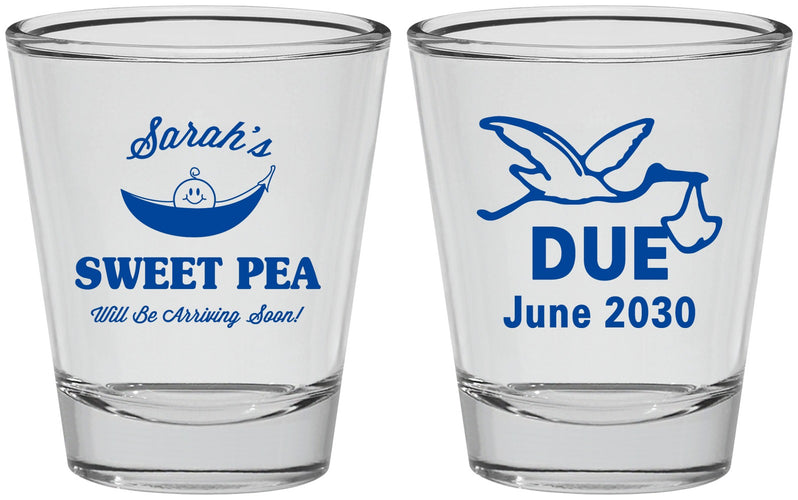 Personalized Baby Shower Shot Glasses - Sweat Pea Stork | 90084