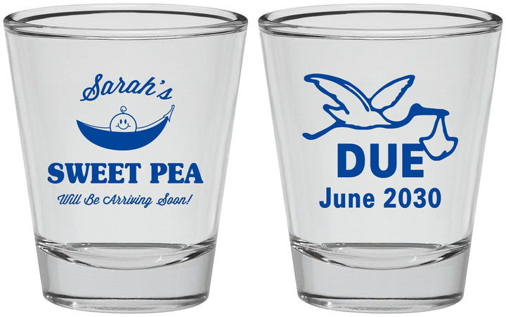 Personalized Baby Shower Shot Glasses - Sweat Pea Stork | 90084