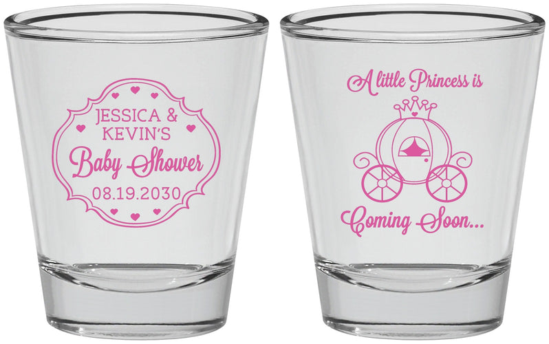 Personalized Baby Shower Shot Glasses - Princess Coming Soon | 90085