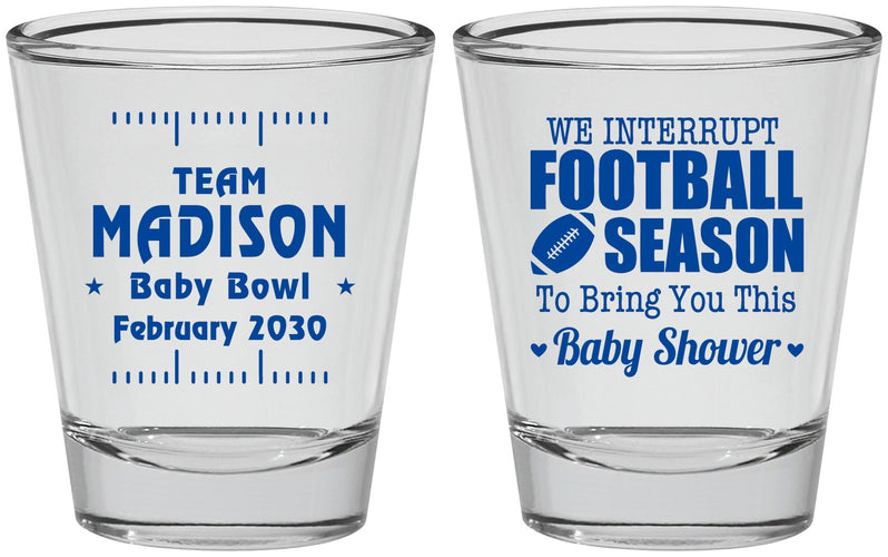 Personalized Baby Shower Shot Glasses - Football | 90091