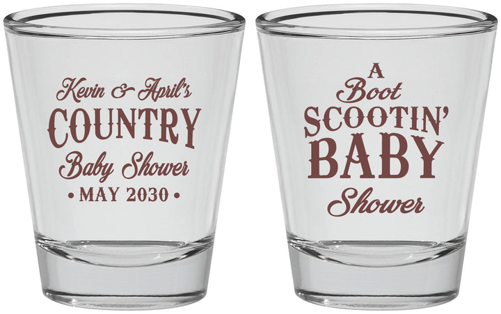 Personalized Baby Shower Shot Glasses - Boot Scootin | 90100