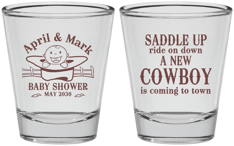 Personalized Baby Shower Shot Glasses - New Cowboy | 90104