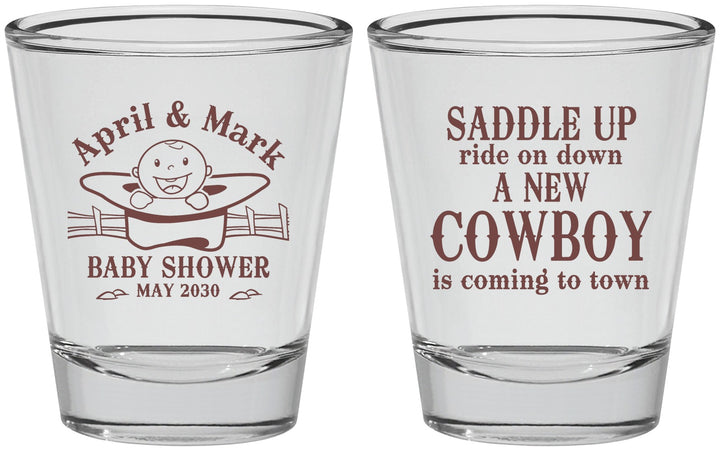 Personalized Baby Shower Shot Glasses - New Cowboy | 90104