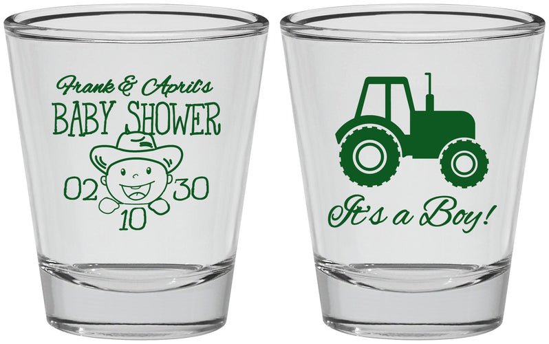 Personalized Baby Shower Shot Glasses - Tractor | 90109