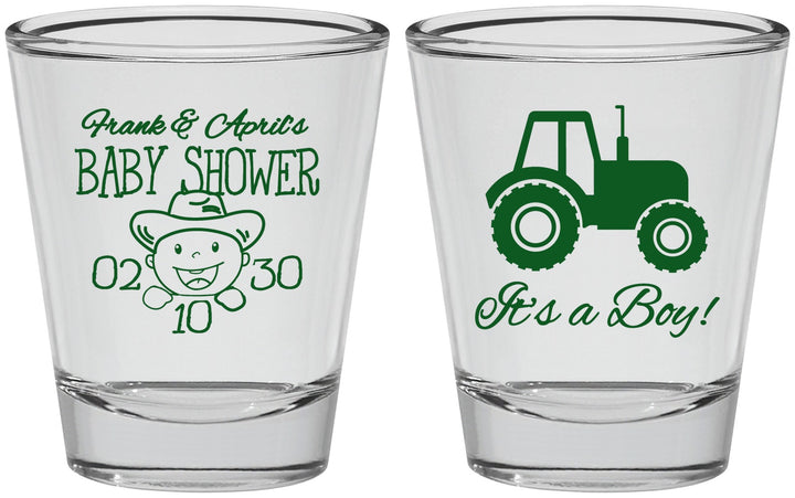 Personalized Baby Shower Shot Glasses - Tractor | 90109