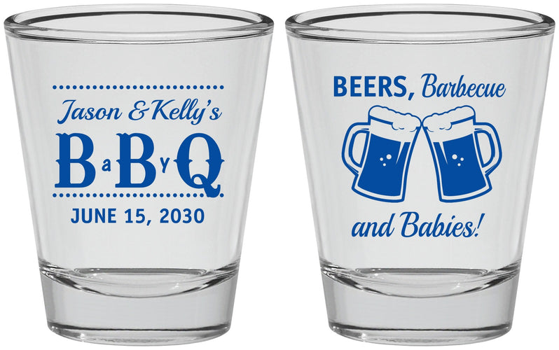 Personalized Baby Shower Shot Glasses - Beers Bbq Babies | 90111