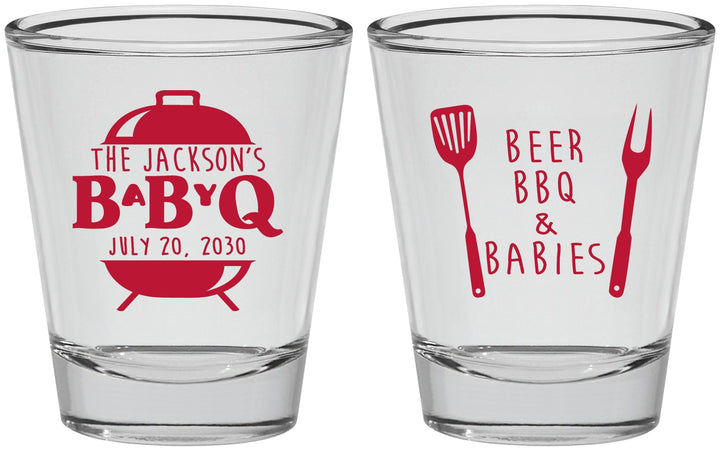 Personalized Baby Shower Shot Glasses - Beers Bbq Babies | 90112