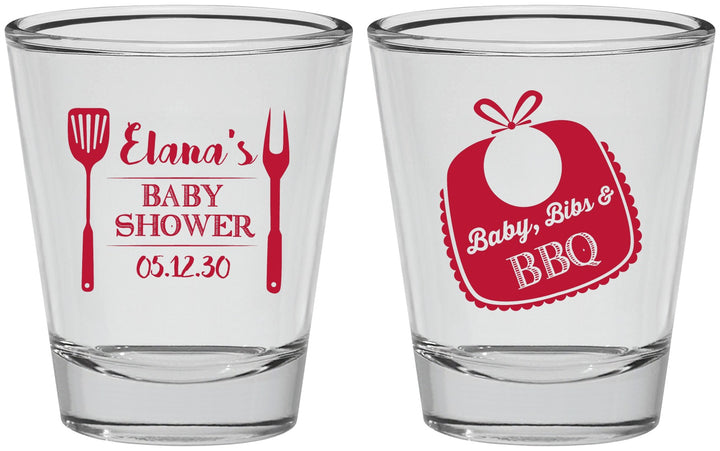 Personalized Baby Shower Shot Glasses - Beers Bbq Babies | 90114
