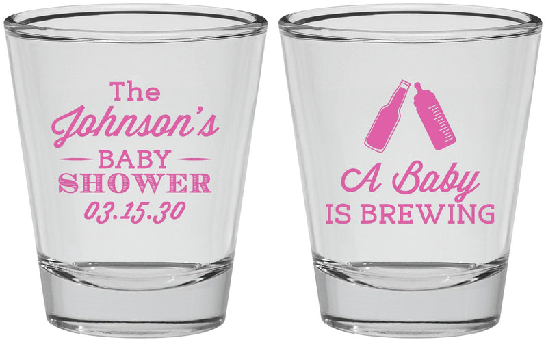 Personalized Baby Shower Shot Glasses - Baby Is Brewing | 90116