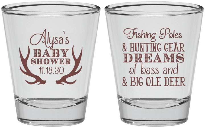 Personalized Baby Shower Shot Glasses - Bass Deer | 90120